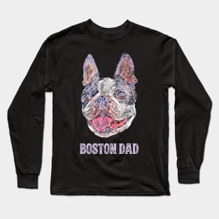 Boston Terrier Dad Father's Day Gift Long Sleeve T-Shirt